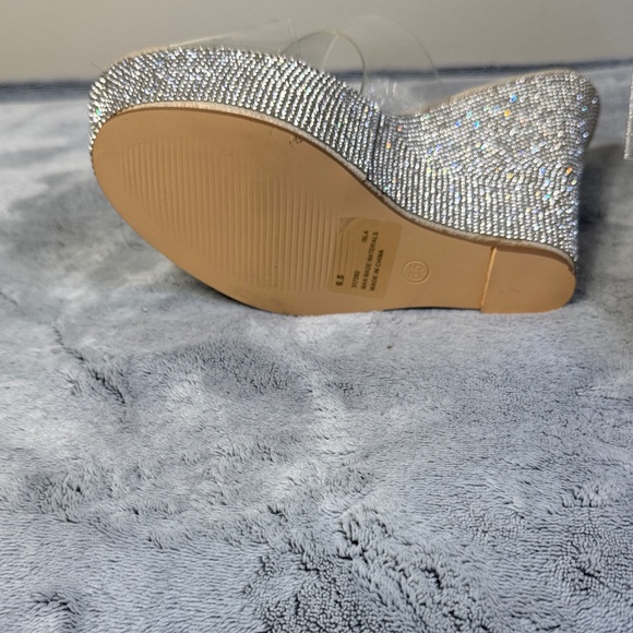 NEW Fashion Nova “Always Ready” Rhinestone Wedges - Size 6.5 - Nude - NWOB - Picture 8 of 13